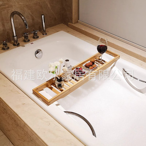 Estante de bambú para bañera, estante plano para baño de hotel, estante de almacenamiento multifuncional para bañeras y tinas, disponible para - Product Image 5
