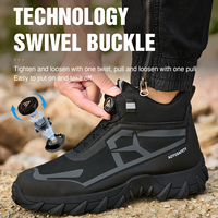 Chaussures de sécurité OEM unisexes à embout d'acier sans lacets, respirantes, style baskets, bottes de travail, chaussures de sport, d'hiver, en daim, toile et fourrure