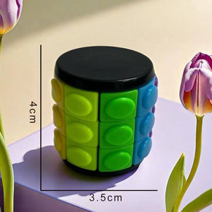 Jeu de casse-tête Mini Tour Magique pour enfants, 4 niveaux, puzzle rotatif, cube magnétique 3D arc-en-ciel - Product Image 4