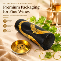 Boîte de rangement verticale haut de gamme JYB pour bouteilles de vin, conteneur en métal rond et haut pour spiritueux, emballage cadeau de fêtes pour bouteilles de vin