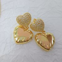 Parure de bijoux JML de luxe plaqué or 14 carats avec pendentifs cœur en laiton et zircon pour femme, idéale pour fiançailles, mariages et fêtes, cadeau parfait