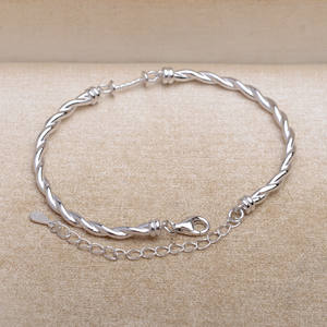 DIY Style Through Hole <b>Beaded</b> <b>Bracelet</b> for Women S925 <b>Silver</b> Smooth Surface Versatile Simple Design for Fried Dough Twists - Product Image 2