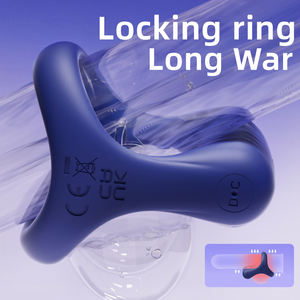 Mainan seks untuk pria cincin getar dengan penunda ejakulasi cincin pengunci segitiga pengekangan skrotum pasangan stimulasi intim - Product Image 4
