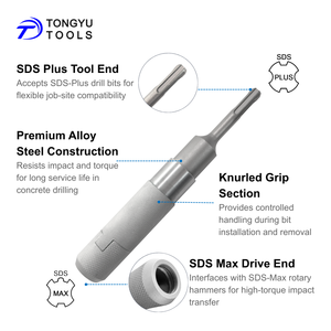 Adaptador <span class=keywords><strong>SDS</strong></span> Plus para <span class=keywords><strong>SDS</strong></span> <span class=keywords><strong>Max</strong></span> para Martelete com Extensão e Anel de Trava de Aço Reforçado para Martelos Rotativos - Product Image 3