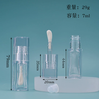 Tube de brillant à lèvres transparent en PETG 4/7 ml avec grand pinceau et bouchon à vis – Emballage cosmétique pour rouge à lèvres avec grand pinceau