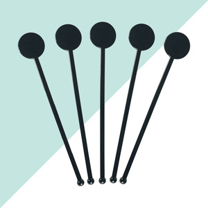 Cocktail Stirrer 180Mm <b>Plastic</b> Round Head Black White Transparent For Coffee Cocktail Mixing - Product Image 2
