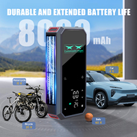 Unité de pompe à air multifonctionnelle avec fonction de démarrage par batterie 12V, éclairage et recharge de téléphone portable.