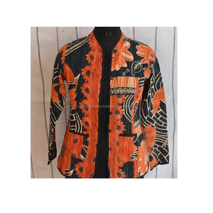 Bohemian Style Jaipur Embroidery <b>Jackets</b> Vintage Reversible Indian Kantha <b>Jacket</b> Indigo Printed Handwoven Wholesale - Product Image 4