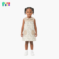 Puresun Vente en gros ODM Robes d'été personnalisées pour filles, longueur genou, col Peter, sans manches, respirantes, confortables, avec poches et imprimé floral 100%