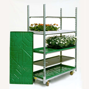 Wooden Foldable Mesh <strong>Garden</strong> <strong>Cart</strong> with Four-Wheel OEM Customizable Shipping for Plant Nursery Flower Display Greenhouse - Product Image 2