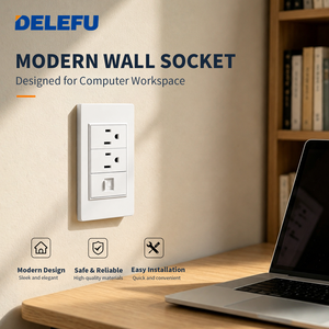 DELEFU - Enchufe de Pared Estándar Estadounidense para PC, Color Blanco, NEMA 5-15, <span class=keywords><strong>Tomacorriente</strong></span> Eléctrico <span class=keywords><strong>con</strong></span> USB A y USB C, Placa de Pared Modular - Product Image 5