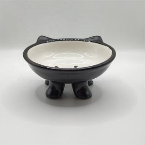 Cuencos de cerámica con cara de gato personalizados para mascotas, alimentación elevada para gatos con soporte, cuencos pequeños para gatos y perros - Product Image 2