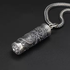 Cổ Điển 925 Sterling Bạc Rồng Mặt Dây Chuyền Cho Nam Giới Tự Làm Độc Đáo Vòng Cổ Món Quà Động Vật Rồng Charms <span class=keywords><strong>Ghau</strong></span> Cầu Nguyện Hộp Mặt Dây Chuyền - Product Image 1
