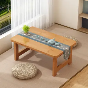 客厅卧室日本榻榻米凸窗采用长方形木质低高茶几