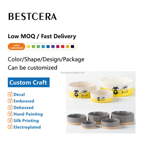 Erhöhte Hundefutter-und Wasserschalen Umwelt freundliche Haustier fütterung station Bunte Keramik-Haustiers chale mit Bambus ständer - Product Image 2