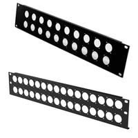 Panneaux de rack perforés pour XLR et Speakon série D, revêtement poudre noir, Rack-Panel-2U-for-24x-Neutrik-D RACK U PAN 02 D24