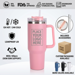 Vaso Personalizado con Logotipo, de Acero Inoxidable 18/8, 40 oz, con Asa, Apto <span class=keywords><strong>para</strong></span> Lavavajillas, Antiderrames, <span class=keywords><strong>para</strong></span> el Verano y Regalos <span class=keywords><strong>para</strong></span> Eventos - Product Image 1