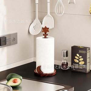 Wood Rhythm Wooden <b>Tissue</b> Holder Walnut <b>Color</b> Round Shape Modern Style Free Standing <b>Paper</b> Roll Stand For Kitchen Desktop Use - Product Image 2