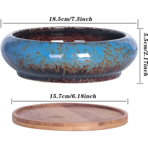 Ensemble de pots à succulentes en céramique émaillée, design bol coloré, décoration de jardin d'intérieur avec trous de drainage, pots à fleurs écologiques - Product Image 6