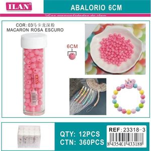 Perline Ilan Abalorio 6Cm Macaron Rosa Scuro per Creazione di Gioielli, 12 Pezzi per Tubo - Product Image 3