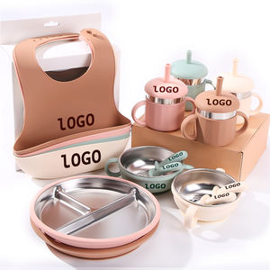 Set de Alimentación de Silicona para Bebés, Libre de BPA, Utensilios de Entrenamiento de Alimentación de Silicona de Grado Alimenticio con Plato y Tazón con Succión - Product Image 1