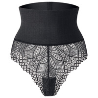 Culotte gainante taille haute en dentelle pour femme, string sexy, effet ventre plat, post-partum, respirante et confortable