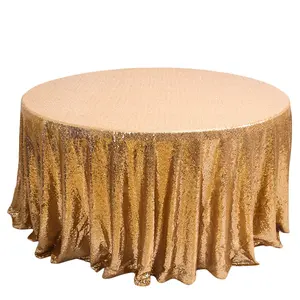 Gold Black Color Glitter Round Tablecloths Sequin Dress Fabric for Wedding and Birthday Party with gold Sequin Fabric