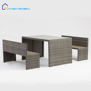 Ensemble de table et chaises de salle à manger en rotin pour <span class=keywords><strong>jardin</strong></span> minimaliste extérieur, résistant à l'eau, séchage rapide, confortable, pour hôtel, balcon - Product Image 1