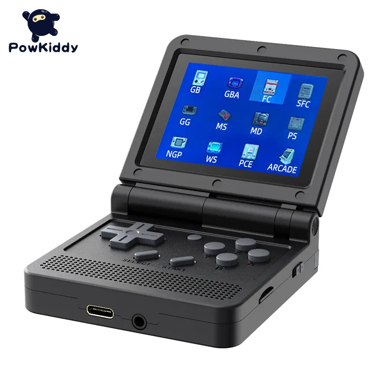 POWKIDDY-consola de juegos Retro V90 para niños, pantalla IPS de 3 pulgadas, 3D, Mini Flip PS1, reproductor de vídeo portátil, regalo barato, nuevo de 2022