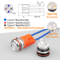 Interrupteur à bouton poussoir métallique LANBOO 19 mm, 16 ampères, courant élevé, étanche IP67, 12 V 220 V, verrouillage ou momentané en option, LED
