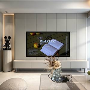 Nordic Modern Minimalist Integrated TV <b>Cabinet</b> Set Light Tone Panel <b>Wood</b> Style for Small Apartment Living Spaces - Product Image 1