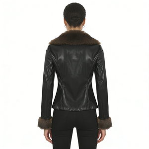 Chaqueta Casual de Manga Larga para Mujer, Estilo Safari, con Parches de Piel Sintética, Cintura Ajustada, Corte Entallado y Cuello en V - Product Image 3