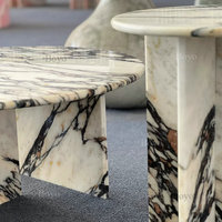 Table basse ronde en pierre pour salon, table d'appoint, ensemble de tables basses en marbre Calacatta Viola