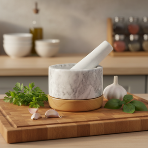 <span class=keywords><strong>Mortier</strong></span> et pilon en marbre gris 100% naturel pour l'écrasement de l'ail et des piments, écologique pour la cuisine et la maison - Product Image 4