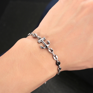 <span class=keywords><strong>Bracelet</strong></span> en acier inoxydable à maillons en forme <span class=keywords><strong>de</strong></span> grains <span class=keywords><strong>de</strong></span> <span class=keywords><strong>café</strong></span>, avec breloque ancre, plaqué noir, élégant et populaire, bijoux <span class=keywords><strong>de</strong></span> haute qualité pour hommes - Product Image 6