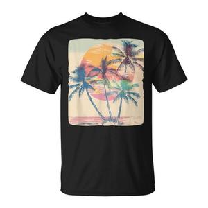 T-Shirt Vintage con Palme per un Look Classico da Vacanza, T-Shirt Promozionale per Vacanze Classiche - Product Image 1