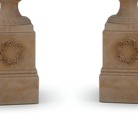 Urne décorative en marbre, pot de fleurs sculpté, vase de jardin, ornement extérieur paysager avec deux anges pour villa
