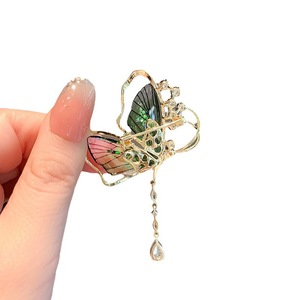 Borboleta esmeralda High-end broche pinos zinco liga requintado franjadas libélula acessório exclusivo personalização - Product Image 5