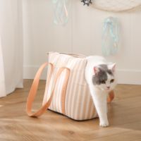Sac de transport rayé pour animaux de compagnie, sac fourre-tout portable et respirant pour chat et chien, avec coussin amovible
