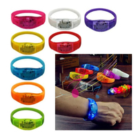 Bracelet LED étanche activé par le son - Lumière clignotante pour événements, fêtes, remise des diplômes, rentrée scolaire, Nouvel An, Saint-Valentin