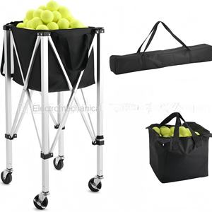 टेनिस कार्ट पोर्टेबल फोल्डेबल कोच पिकअप गाड़ी चल भंडारण टेनिस बास्केट बड़ी क्षमता ओक्सफोर्ड कपड़े आउटडोर इनडोर उपयोग - Product Image 5