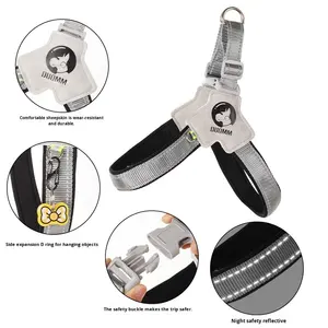 Harnais pour chien en polyester durable et alliage d'aluminium, fermeture à boucle, réfléchissant, réglable, anti-étranglement, léger, anti-évasion, directement de l'usine - Product Image 6