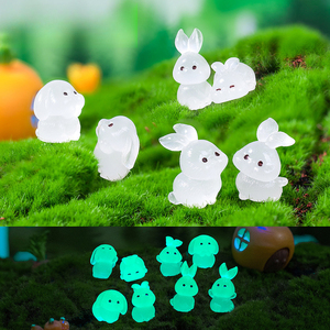 Figurines d'animaux lapins mignons et lumineux Weij Micro-landscape, accessoires de décoration pour aménagement paysager de jardin, petits objets pour voiture et bureau - Product Image 1