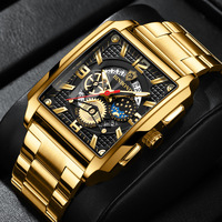 BINBOND 6575 Montre pour homme à succès, marque haut de gamme, étanche, en acier inoxydable, à quartz