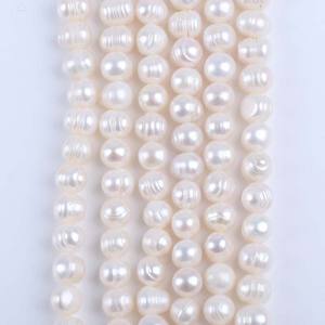 Perles d'eau douce blanches naturelles de Zhuji, 18 cm, 8-9 mm, forme de pomme de terre, pour collier et bracelet DIY, vente en gros, semi-finies - Product Image 3