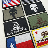 Patchs tactiques brodés drapeau américain Punisher en tissu écologique pour chapeaux, avec fixation auto-agrippante