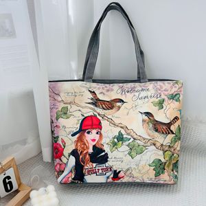 Borsa Tote in tela da donna all'aperto <span class=keywords><strong>Vintage</strong></span> con tasca e cerniera carina all'ingrosso di grande capacità - Product Image 2