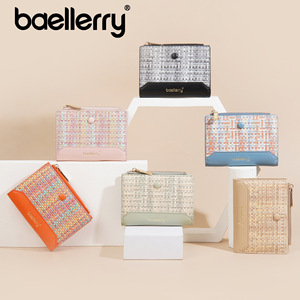 กระเป๋าใส่เหรียญขนาดเล็กสำหรับผู้หญิง Baellerry ลายทอสีสันตัดกัน ดีไซน์ซิป ใช้ได้ทุกวัน - Product Image 1