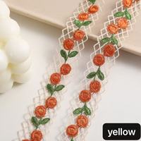 Dentelle brodée de fleurs colorées en maille soluble dans l'eau RYL 2,5 cm, accessoire de couture DIY pour vêtements, chapeaux, décoration textile de maison