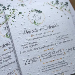 Kartu undangan pernikahan mudah terurai kartu ucapan terima kasih dengan kartu kertas benih tanaman cetak kustom untuk bisnis kecil